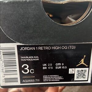 Jordan 1 Retro High OG Kids Shoes - Black/Taxi